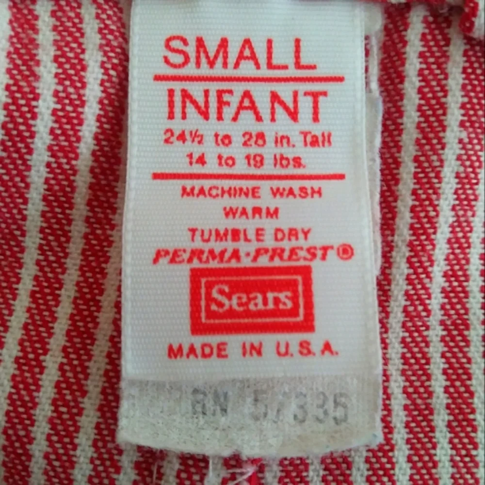 Sears Vintage Infant Pinstripe Railroad Train Jumper Bib Conductor Overalls - Picture 5 of 13